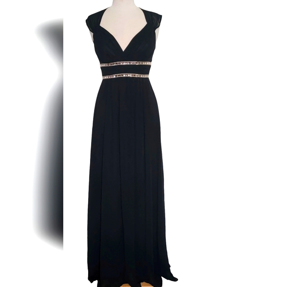 Ever Pretty Chiffon Embellished Rhinestone Zip Cocktail Black Tie Maxi Gown - Picture 9 of 14